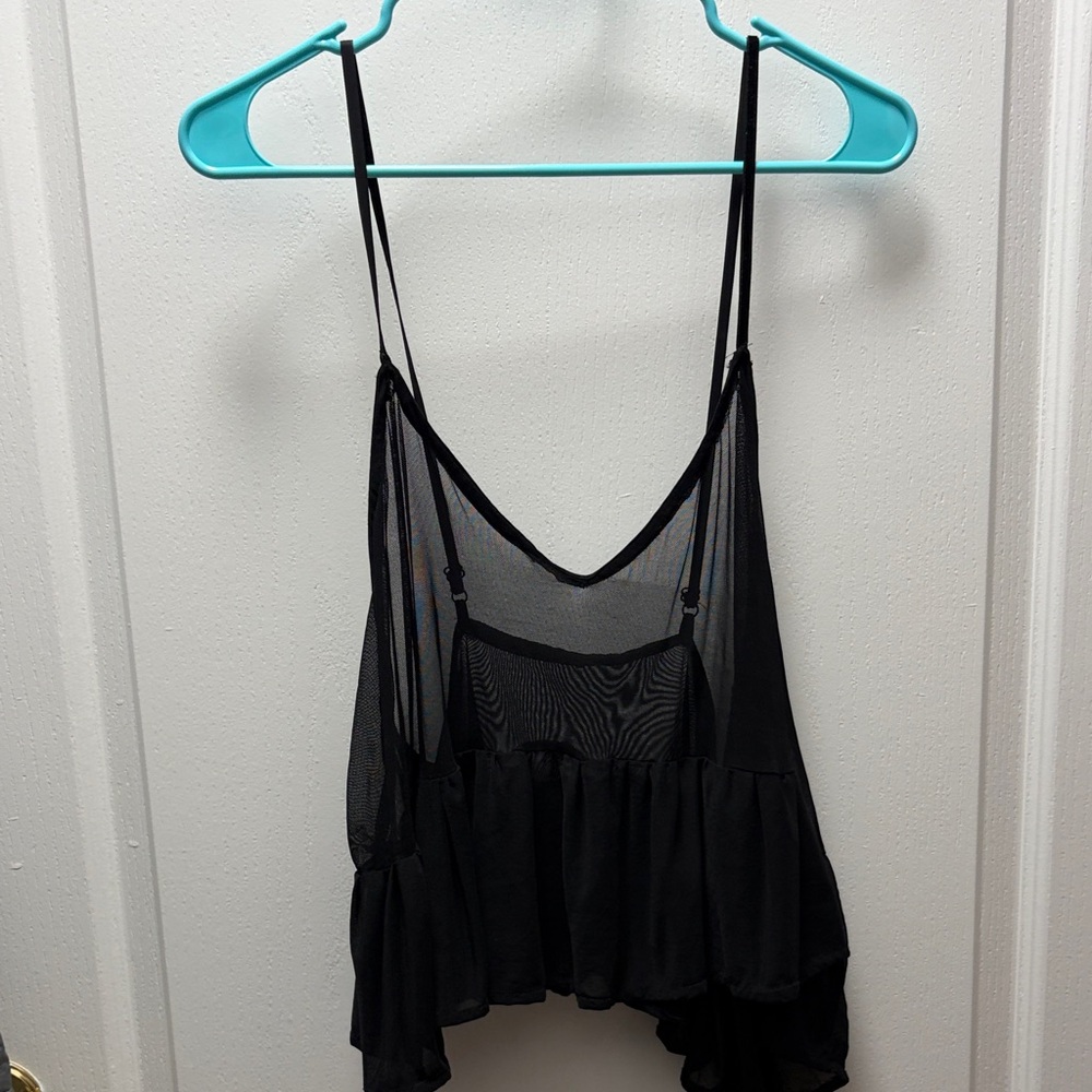 Black Sheer Spaghetti Strap Top